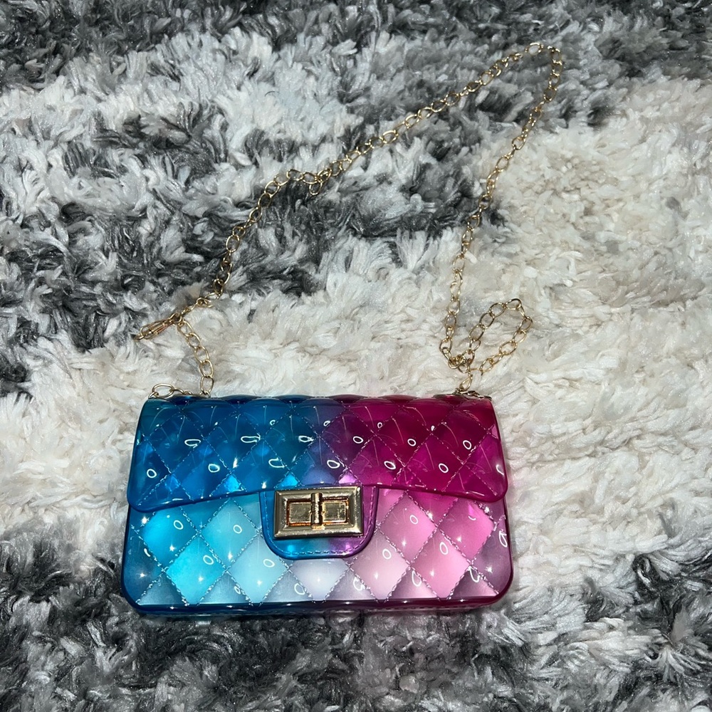 Charlotte Russe Jelly Transparent Blue Pink Crossbody Purse - Picture 1 of 6